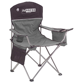 Black/Gray Cooler Quad Chair with Screen print on the front