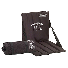 Black Stadium Seat with screen print on the front